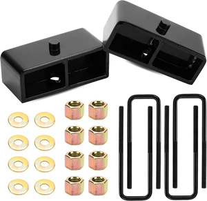 1" Rear Leveling Lift Block Kit w/Extra Long Square Leaf Spring U-Bolts Fit for 1988-1999 Chevy GMC K1500, 1995-1999 Tahoe Suburban 1500, 1999-2020 Chevy Silverado 1500 GMC Sierra 1500, Set of 2 1" Rear Leveling Lift Block Kit w/Extra Long Square Leaf Spring U-Bolts Fit for 1988-1999 Chevy GMC K1500, 1995-1999 Tahoe Suburban 1500, 1999-2020 Chevy Silverado 1500 GMC Sierra 1500, Set of 2