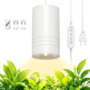 Hanging Grow Lights for Indoor Plants Full Spectrum, COB Pendant Spotlight Plant Grow Light for Large Tall Plant, Garden, Herb, Seed, with Timer and 15ft Braided Cord, 40W 3000K, Full Aluminum White Hanging Grow Lights for Indoor Plants Full Spectrum, COB Pendant Spotlight Plant Grow Light for Large Tall Plant, Garden, Herb, Seed, with Timer and 15ft Braided Cord, 40W 3000K, Full Aluminum White