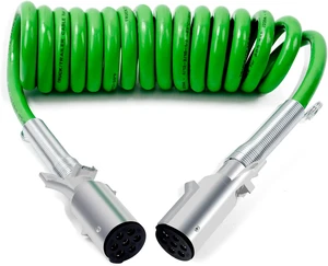 7-Way ABS Trailer Cord, 15FT Green Heavy Duty Pigtail Wire 7-Way ABS Trailer Cord, 15FT Green Heavy Duty Pigtail Wire
