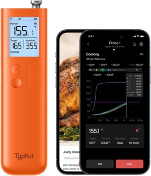 Sub-1G Wireless Meat Thermometer with 6 Sensors & LCD, Sync Gold Gen2 Sub-1G Wireless Meat Thermometer with 6 Sensors & LCD, Sync Gold Gen2