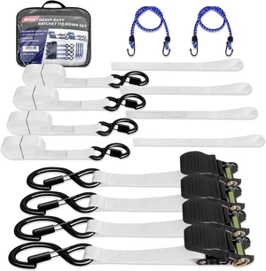Heavy Duty 1" x 15' Ratchet Straps (4 Pack) - 2200 lb Break Strength with Soft Loops & Coated S-Hooks for Truck, Trailer, Motorcycle, ATV, UTV, Boat, Car Accessories (White) Heavy Duty 1" x 15' Ratchet Straps (4 Pack) - 2200 lb Break Strength with Soft Loops & Coated S-Hooks for Truck, Trailer, Motorcycle, ATV, UTV, Boat, Car Accessories (White)