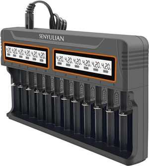 18650 Battery Charger, 12 Bays Smart Universal Charger LCD Display for Rechargeable Batteries Ni-MH Ni-Cd AA AAA Li-ion LiFePO4 IMR 18650 Battery Charger, 12 Bays Smart Universal Charger LCD Display for Rechargeable Batteries Ni-MH Ni-Cd AA AAA Li-ion LiFePO4 IMR