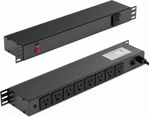 8 Outlet Horizontal 1U Rack Mount PDU Power Strip with Surge Protector - 110V/15A - 6ft Power Cord for Network Server Racks (PDU-03) 8 Outlet Horizontal 1U Rack Mount PDU Power Strip with Surge Protector - 110V/15A - 6ft Power Cord for Network Server Racks (PDU-03)