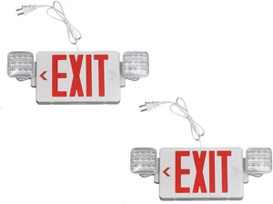 Red Exit Sign with Emergency Lights, 1.0 Meter Plug in Exit Sign with Battery Backup Lights for Business, Commerical Emergency Lighting Combo, UL Listed, AC 120V, Double Face, 2 Pack Red Exit Sign with Emergency Lights, 1.0 Meter Plug in Exit Sign with Battery Backup Lights for Business, Commerical Emergency Lighting Combo, UL Listed, AC 120V, Double Face, 2 Pack