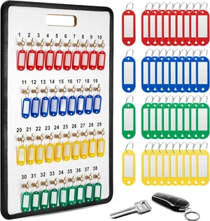 Key Hook Board Rack with 40 Pcs Plastic Tags Set 23.4 x 15.5 Inch Key Holder Wall Mount with 38 Hooks Self Closing Tabs Colored Labels for Car Hotels Office House Storage Organization Key Hook Board Rack with 40 Pcs Plastic Tags Set 23.4 x 15.5 Inch Key Holder Wall Mount with 38 Hooks Self Closing Tabs Colored Labels for Car Hotels Office House Storage Organization