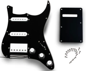 Prewired Pickguard with SSH Pickup Set, 3-ply Pick Guard Loaded Alnico V Single Coil Humbucker Pick-ups, Electric Guitar Scratchplate as Luthier Replacement Parts, Black-03 Prewired Pickguard with SSH Pickup Set, 3-ply Pick Guard Loaded Alnico V Single Coil Humbucker Pick-ups, Electric Guitar Scratchplate as Luthier Replacement Parts, Black-03