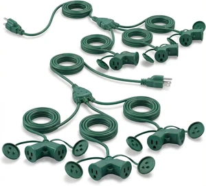 2 Pack 40 ft Christmas Extension Cord 1 to 3 Splitter Extension Cord 6 Prong Plug with 3 Extended Outlets and Weatherproof Covers for Outdoor Indoor Christmas Connect Extend String Lights 2 Pack 40 ft Christmas Extension Cord 1 to 3 Splitter Extension Cord 6 Prong Plug with 3 Extended Outlets and Weatherproof Covers for Outdoor Indoor Christmas Connect Extend String Lights