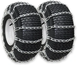 Set of 2 Snow Tire Chains for Lawn Tractor, Riding Mower, Snow Blower - Zinc Plated 2 Link Enhanced Traction Garden Tractor Chains - Fits 20x8x8 20x8x10 21x7x8 Set of 2 Snow Tire Chains for Lawn Tractor, Riding Mower, Snow Blower - Zinc Plated 2 Link Enhanced Traction Garden Tractor Chains - Fits 20x8x8 20x8x10 21x7x8