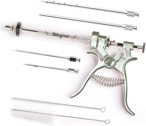 Meat Injector Syringe Stainless Steel Outdoor Meat Kit Marinade Flavor Food Injector Syringes with 4 Marinades Needles Grill Smoker Injectors Professional Syringe Held Culinary Barbecue Tool For BBG Meat Injector Syringe Stainless Steel Outdoor Meat Kit Marinade Flavor Food Injector Syringes with 4 Marinades Needles Grill Smoker Injectors Professional Syringe Held Culinary Barbecue Tool For BBG