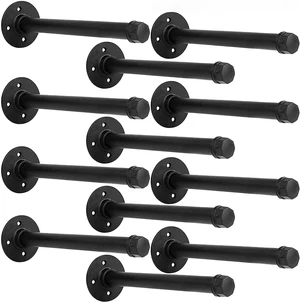 Industrial Pipe Shelf Brackets 12 Pack 12 Inch - Heavy Duty Black Iron for 8"-12" Wood-Wall Mount Floating Shelves Kit with All Hardware Included,Pipe Shelving Brackets , Black DIY Pipe Shelves Industrial Pipe Shelf Brackets 12 Pack 12 Inch - Heavy Duty Black Iron for 8"-12" Wood-Wall Mount Floating Shelves Kit with All Hardware Included,Pipe Shelving Brackets , Black DIY Pipe Shelves