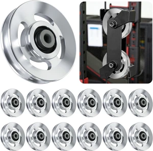 12pcs 90mm Universal Aluminum Pulley Wheel for Gym Equipment, Silent Cable Machine Replacement Part,Heavy Duty Undeformable Fitness Aluminum Alloy Bearing Gym Pulley Wheel for Home Gym(Silver) 12pcs 90mm Universal Aluminum Pulley Wheel for Gym Equipment, Silent Cable Machine Replacement Part,Heavy Duty Undeformable Fitness Aluminum Alloy Bearing Gym Pulley Wheel for Home Gym(Silver)