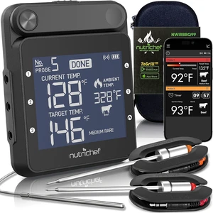 Smart BBQ Thermometer - Rechargeable Dual Probe System with WiFi & Bluetooth for Precise Grilling, Easy-to-Read Digital Display, Compatible with Any Smartphone for Outdoor Barbecue & Smoker Smart BBQ Thermometer - Rechargeable Dual Probe System with WiFi & Bluetooth for Precise Grilling, Easy-to-Read Digital Display, Compatible with Any Smartphone for Outdoor Barbecue & Smoker