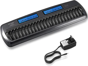 24 Bay AA AAA Large Battery Charger Smart LCD Display with Discharge Function for 1.2V AA/AAA NiMH/NiCd Rechargeable Batteries Built-in IC Protection (Car Charger&AC Wall Adapter Included) 24 Bay AA AAA Large Battery Charger Smart LCD Display with Discharge Function for 1.2V AA/AAA NiMH/NiCd Rechargeable Batteries Built-in IC Protection (Car Charger&AC Wall Adapter Included)