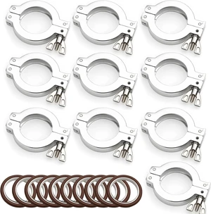10 pcs KF50 Aluminum Vacuum Clamp + Stainless Steel Centering Ring 10 pcs KF50 Aluminum Vacuum Clamp + Stainless Steel Centering Ring