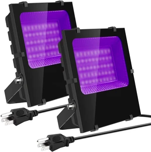 300W Black Lights Outdoor, Commercial High Power LED Black Light Flood Lights with UL Listed Plug IP66 Waterproof Blacklight FloodLight 395nm for Glow Party Large Space, Halloween (2 Pack) 300W Black Lights Outdoor, Commercial High Power LED Black Light Flood Lights with UL Listed Plug IP66 Waterproof Blacklight FloodLight 395nm for Glow Party Large Space, Halloween (2 Pack)