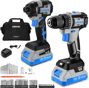 Cordless Drill & Impact Driver: 20V Brushless Power Drill and 20V Brushless Impact Driver Set, Power Tool Set with 2 x 2.0Ah Batteries, Charger, Bag& 52 x Accessories-Blue Cordless Drill & Impact Driver: 20V Brushless Power Drill and 20V Brushless Impact Driver Set, Power Tool Set with 2 x 2.0Ah Batteries, Charger, Bag& 52 x Accessories-Blue