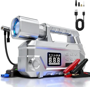 Car Jump Starter with Air Compressor & 950LM LED Light, 6000A 150PSI Peak Portable Jumper Pack, 12V Jump Box Combo with Jumper Cables, Auto-Shutoff Tire Inflator (Up to 9L Gas/7.5L Diesel) Car Jump Starter with Air Compressor & 950LM LED Light, 6000A 150PSI Peak Portable Jumper Pack, 12V Jump Box Combo with Jumper Cables, Auto-Shutoff Tire Inflator (Up to 9L Gas/7.5L Diesel)