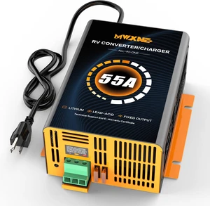 55 Amp RV Power Converter, 120V AC to 12V DC Battery Charger with Multi Smart Charging Modes,13V16.5V Adjustable Output, RV Converter Compatible with Lithium and Lead Acid Battery 55 Amp RV Power Converter, 120V AC to 12V DC Battery Charger with Multi Smart Charging Modes,13V16.5V Adjustable Output, RV Converter Compatible with Lithium and Lead Acid Battery