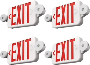 4 Pack Red Commercial Exit Signs with Emergency Light 4 Pack Red Commercial Exit Signs with Emergency Light