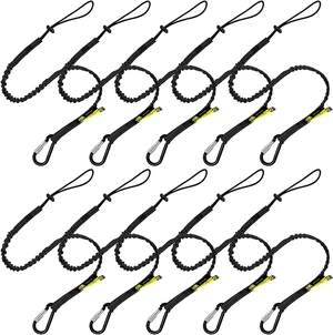 Tool Lanyard with Single Carabiner and Adjustable Loop End, Standard Length, Maximum Weight Limit 8KG / 17.6lb, Aluminum Screw Lock Carabiner with Shock Cord Stopper, 0929S (10 Pack) Tool Lanyard with Single Carabiner and Adjustable Loop End, Standard Length, Maximum Weight Limit 8KG / 17.6lb, Aluminum Screw Lock Carabiner with Shock Cord Stopper, 0929S (10 Pack)