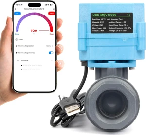 WiFi Smart Motorized Ball Valve 1 inch NPT for Water Control & Irrigation, 2 Way PVC Electric Valve, USB Powered, LED Status Indicator, Flow Direction Window, Remote On/Off Control WiFi Smart Motorized Ball Valve 1 inch NPT for Water Control & Irrigation, 2 Way PVC Electric Valve, USB Powered, LED Status Indicator, Flow Direction Window, Remote On/Off Control
