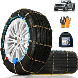 AutoFixing Snow Chains Tire Chains For Cars Suv Pickup Trucks, 3.7mm Twisted Alloy Steel, Fast 1-Min Install, Contains Titanium for Wear Resistance, Set of 2(HLN90) AutoFixing Snow Chains Tire Chains For Cars Suv Pickup Trucks, 3.7mm Twisted Alloy Steel, Fast 1-Min Install, Contains Titanium for Wear Resistance, Set of 2(HLN90)