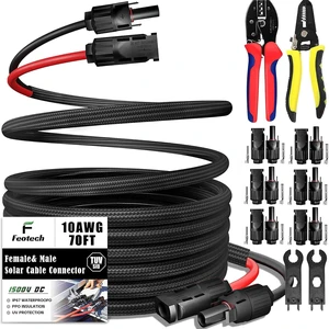 70 Feet 10AWG Twin Wire Solar Extension Cable with IP67 Male & Female Connectors Bonus 6 Pairs Connector Adapter Kit 70 Feet 10AWG Twin Wire Solar Extension Cable with IP67 Male & Female Connectors Bonus 6 Pairs Connector Adapter Kit