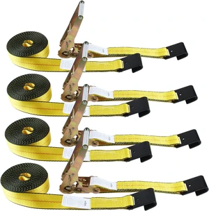 Flat Hook Ratchet Straps-Tie Down Straps Heavy Duty-2 Inch x 27 Feet-Weather Resistant Strap -3,333 Pound Working Load Limit-for Flatbed, Truck, Trailers Pickup(4 Pack) Yellow Flat Hook Ratchet Straps-Tie Down Straps Heavy Duty-2 Inch x 27 Feet-Weather Resistant Strap -3,333 Pound Working Load Limit-for Flatbed, Truck, Trailers Pickup(4 Pack) Yellow