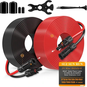 Solar Extension Cable 10AWG 6mm² 100FT PV Wire 10Gauge Adaptor Panels Cables with Female & Male Waterproof Connectors for Outdoors, Marine, RV, Photovoltaic (Black& Red) Solar Extension Cable 10AWG 6mm² 100FT PV Wire 10Gauge Adaptor Panels Cables with Female & Male Waterproof Connectors for Outdoors, Marine, RV, Photovoltaic (Black& Red)