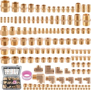 156PCS Brass Pipe Fittings Kit 1/8", 1/4", 3/8", 1/2", 3/4" NPT 156PCS Brass Pipe Fittings Kit 1/8", 1/4", 3/8", 1/2", 3/4" NPT