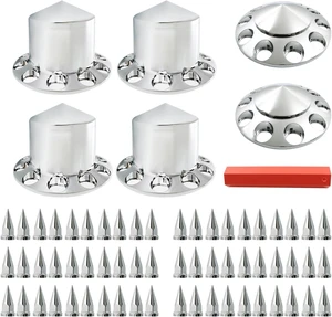 Chrome Wheel Cover Replacement for Semi Truck 2 Front & 4 Rear Chrome Wheel Cover Replacement for Semi Truck 2 Front & 4 Rear