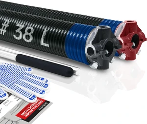 Pair of 2" Garage Door Torsion Springs Set with Non-Slip Winding Bar & Gloves,High Precision Electrophoresis Black Coated, for Replacement & Installation, MIN 16,000 Cycles (0.262x2''x38'') Pair of 2" Garage Door Torsion Springs Set with Non-Slip Winding Bar & Gloves,High Precision Electrophoresis Black Coated, for Replacement & Installation, MIN 16,000 Cycles (0.262x2''x38'')