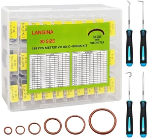 198-Piece Viton O-Ring Kit, 30 Sizes, 75A Shore, High Temp 198-Piece Viton O-Ring Kit, 30 Sizes, 75A Shore, High Temp