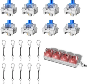200-Pack Blue Clicky Keyboard Switches with 10 Keychains & Fidget Toy 200-Pack Blue Clicky Keyboard Switches with 10 Keychains & Fidget Toy