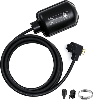 Universal Sump Pump Float Switch with Piggyback Plug & 10FT Cord, 13A/125V Universal Sump Pump Float Switch with Piggyback Plug & 10FT Cord, 13A/125V