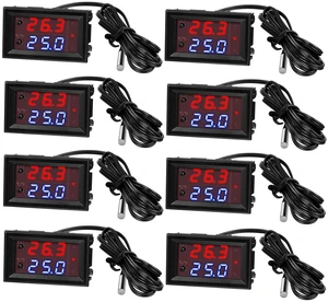 8-Pack 12V Temperature Controller Thermostat with Dual LED Display 8-Pack 12V Temperature Controller Thermostat with Dual LED Display