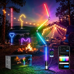 Smart Rechargeable RGB Camping Light, 53" Foldable Ambient Smart Rechargeable RGB Camping Light, 53" Foldable Ambient