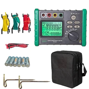 Digital Ground Resistance Tester, 0.03-2000 Soil Resistivity Meter with Backlit LCD & Auto Test Digital Ground Resistance Tester, 0.03-2000 Soil Resistivity Meter with Backlit LCD & Auto Test