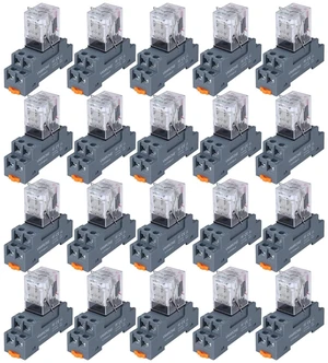 20-Pack 8-Pin 10A Electromagnetic Relay, 24V AC Coil, DPDT with Socket Base & LED 20-Pack 8-Pin 10A Electromagnetic Relay, 24V AC Coil, DPDT with Socket Base & LED
