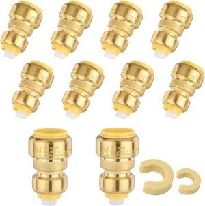 10-Pack 3/4" x 1/2" Push-Fit Straight Reducing Coupling (PF017-10) 10-Pack 3/4" x 1/2" Push-Fit Straight Reducing Coupling (PF017-10)