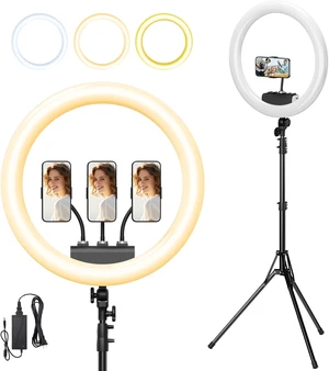 19" LED Ring Light with 78.7" Tripod & 3 Phone Holders 19" LED Ring Light with 78.7" Tripod & 3 Phone Holders