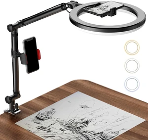 10" USB Ring Light with Stand, Phone Holder & Clamp for Desk, Photography & Makeup 10" USB Ring Light with Stand, Phone Holder & Clamp for Desk, Photography & Makeup