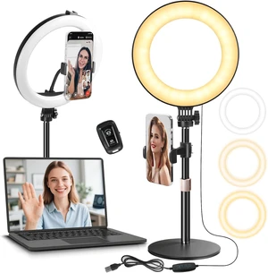 10" Desk Ring Light with Stand & Phone Holder for Zoom, Streaming & Makeup 10" Desk Ring Light with Stand & Phone Holder for Zoom, Streaming & Makeup