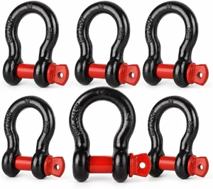 6-Pack 5/8" D-Ring Shackles, 3.25 Ton Screw Pin, Carbon Steel for Towing & Off-Road 6-Pack 5/8" D-Ring Shackles, 3.25 Ton Screw Pin, Carbon Steel for Towing & Off-Road