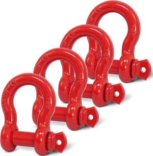 4-Pack Red 3/4" D-Ring Recovery Shackles with 7/8" Screw Pin 4-Pack Red 3/4" D-Ring Recovery Shackles with 7/8" Screw Pin