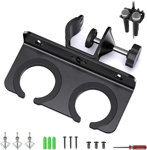 Double Microphone Holder for 2 Handheld Mics, Clamp on Stand/Desk or Wall Double Microphone Holder for 2 Handheld Mics, Clamp on Stand/Desk or Wall