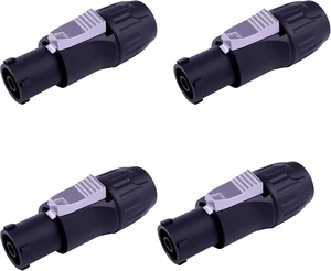 4-Pack IP65 PowerCON Waterproof Connector, 20A 250V for DJ, Stage & Sound, Black 4-Pack IP65 PowerCON Waterproof Connector, 20A 250V for DJ, Stage & Sound, Black