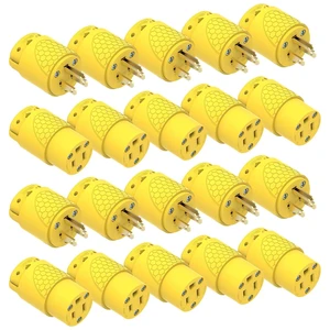 10-Pack Extension Cord Ends, 5-15P/R Male & Female, Yellow 10-Pack Extension Cord Ends, 5-15P/R Male & Female, Yellow