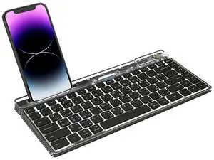 Transparent Wireless Keyboard with Bluetooth & 2.4G, Silent Scissor-Key Rechargeable Keyboard with Phone Tablet Stand Holder, Ergonomic Design for PC Laptop Desktop Mac Tablet (Black) Transparent Wireless Keyboard with Bluetooth & 2.4G, Silent Scissor-Key Rechargeable Keyboard with Phone Tablet Stand Holder, Ergonomic Design for PC Laptop Desktop Mac Tablet (Black)