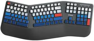 Wireless Ergonomic Keyboard 2.4G USB Receiver, 12 Multimedia Hotkeys, AA Battery Powered, Compatible with PC/Laptop Quiet & Compact Design (Blue) Wireless Ergonomic Keyboard 2.4G USB Receiver, 12 Multimedia Hotkeys, AA Battery Powered, Compatible with PC/Laptop Quiet & Compact Design (Blue)
